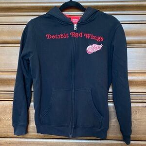 Reebok Face Off Collection Black Detroit Red Wings Zip Hoodie Large 14/16